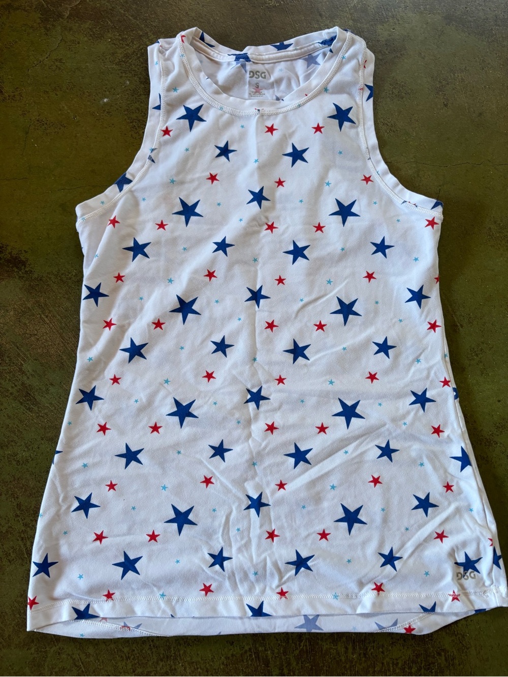 DSG White Tank Top with Blue and Red Stars